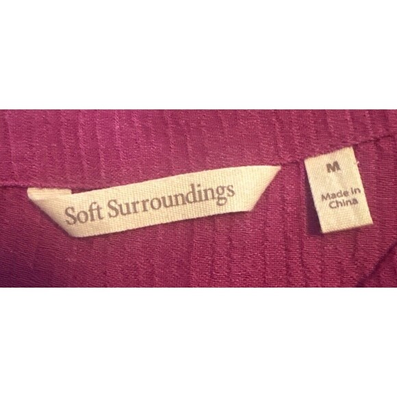 Women’s Soft Surroundings PINK Ramie Rayon Tunic Top Gauze Textured Buttons Sz M - Picture 6 of 9